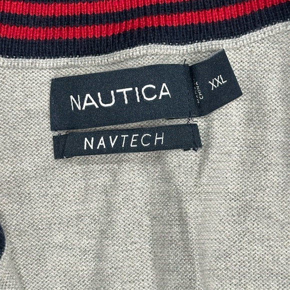 Mens NAUTICA XXL Quarter 1/4 Zip Sweatshirt Sweater Gray Long Sleeve Fleece NWOT - Picture 8 of 9